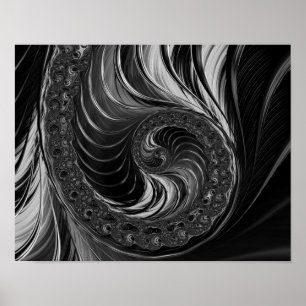 Póster Moderno Razón de Oro de Nautilus Metálico Fractal