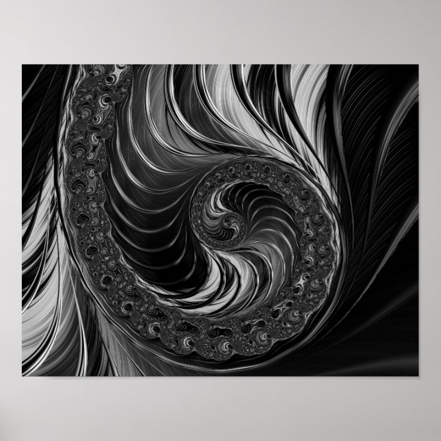 Póster Moderno Razón de Oro de Nautilus Metálico Fractal (Frente)