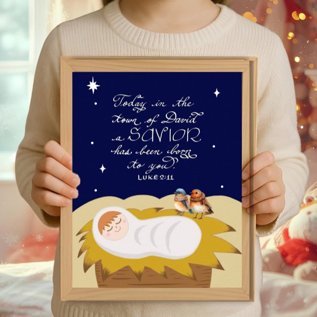 Póster moderno religioso de la Biblia de Navidad c (Bible Verse Luke Script Religious Poster, perfect Christmas gift for Christian friends & loved ones)
