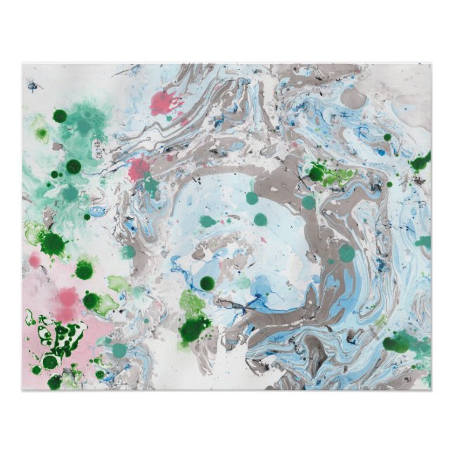 Póster Moderno Resumen Art Rosa Azul Verde Blanco trendy (Anverso)