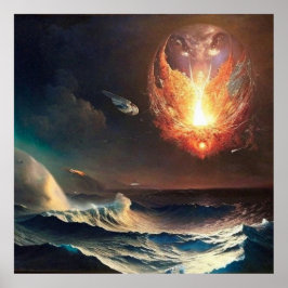 Póster Moderno Resumen de las luces del cielo de pintura 