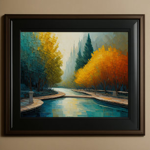 Póster Moderno Resumen Diseño Oro Naranja Azul Europeo