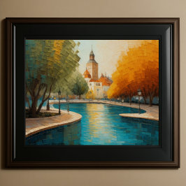 Póster Moderno Resumen Diseño Oro Naranja Azul Europeo