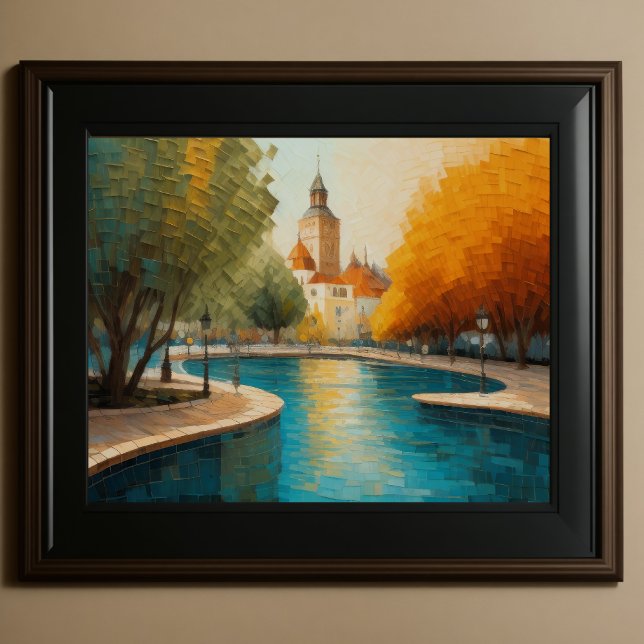 Póster Moderno Resumen Diseño Oro Naranja Azul Europeo (Subido por el creador)