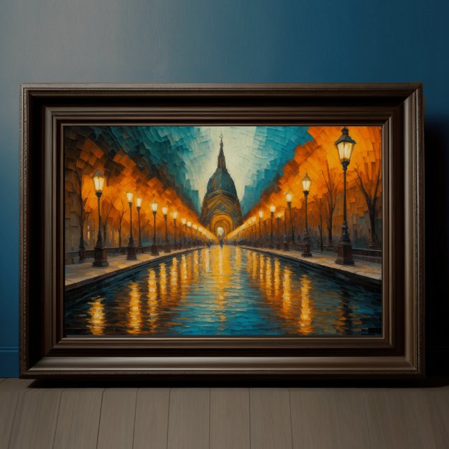 Póster Moderno Resumen Diseño Oro Naranja Azul Europeo (Subido por el creador)