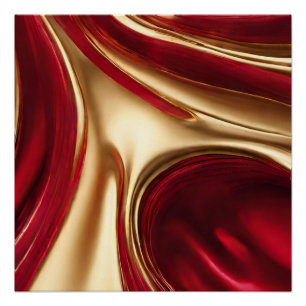 Póster Moderno Resumen Flujo Art-Rojo y Oro-