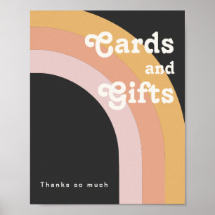Póster Moderno Retro Arcoíris de los 70 Tarjetas y Rega