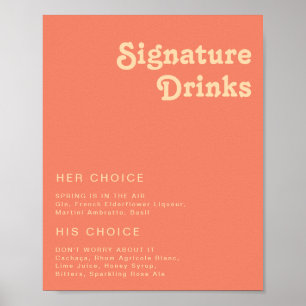 Póster Moderno Retro   Letrero de Bebidas Destacadas Cora