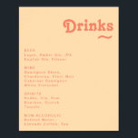 Póster Moderno retro Naranja crema Boda bebidas Rótulo a<br><div class="desc">Este moderno y retro boda crema retro de bebidas es perfecto para su sencillo boda de verano boho tropical de colores y vintage. Su original fuente bohemia de mediados de siglo le da a este diseño un minimalista y clásico ambiente hippie. Si buscas un diseño con colores brillantes y llamativos...</div>