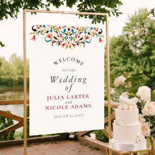 Póster Moderno Romántico Elegante Boda Floral de Wreath