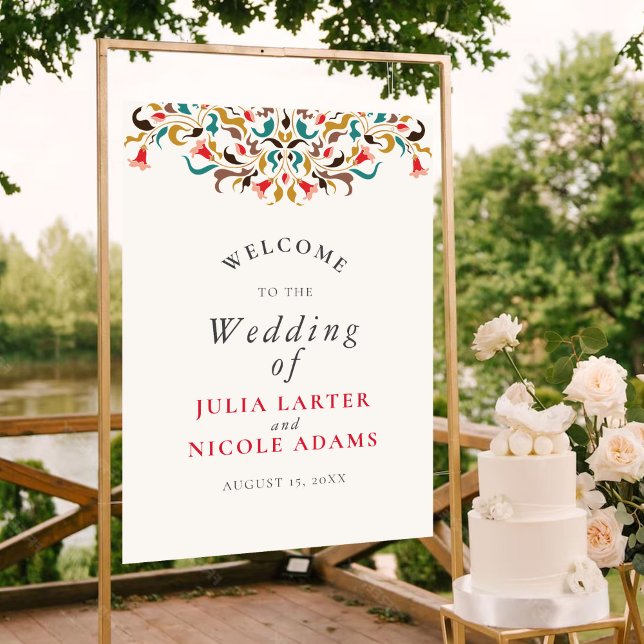 Póster Moderno Romántico Elegante Boda Floral de Wreath (Subido por el creador)