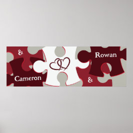 Póster Moderno Rompecabezas de amor Piezas Nombres person