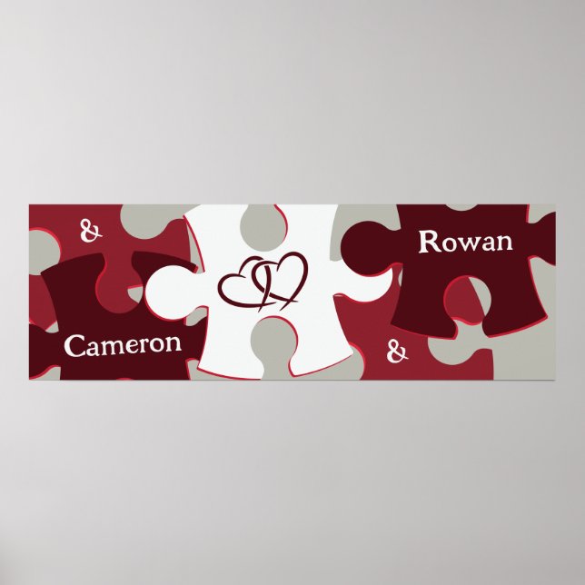 Póster Moderno Rompecabezas de amor Piezas Nombres person (Frente)