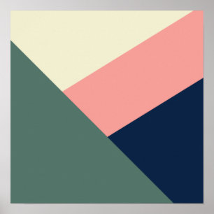 Póster Moderno rosa y verde mínimo abstracto geométrico