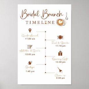Póster Moderno Rótulo Bridal Brunch Timeline