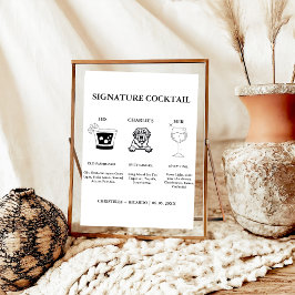 Póster Moderno Rótulo de bar Boda de bebidas con firma