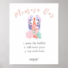 Póster Moderno Rótulo de bar Mimosa de Petals y Prosecco