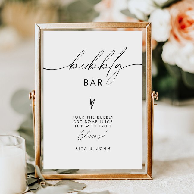 Póster Moderno Rótulo de Boda de bar con burbujas Minimal (Subido por el creador)