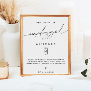 Póster Moderno Rótulo de Boda de Ceremonia Mínima Sin Con