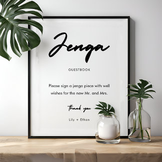 Póster Moderno Rótulo de libros de Boda Jenga