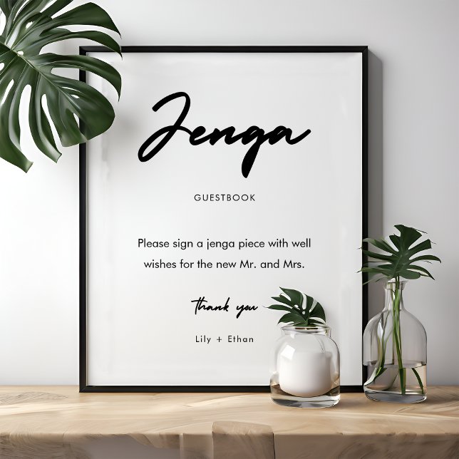 Póster Moderno Rótulo de libros de Boda Jenga (Subido por el creador)