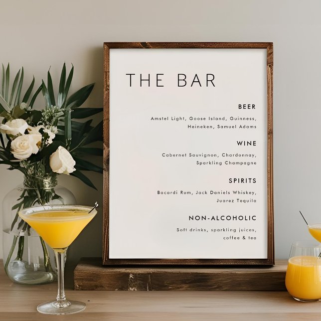 Póster Moderno Rótulo de menú Boda-bar Minimalista (Subido por el creador)