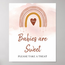 Póster Moderno Rótulo dulce arcoiris rosado de Boho Rubor