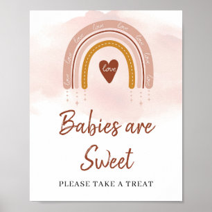 Póster Moderno Rótulo dulce arcoiris rosado de Boho Rubor