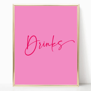 Póster Moderno Rótulo elegante de bebidas calientes rosad