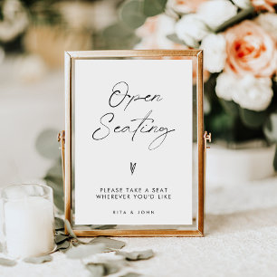 Póster Moderno Rótulo Minimalista de Boda de asientos abi