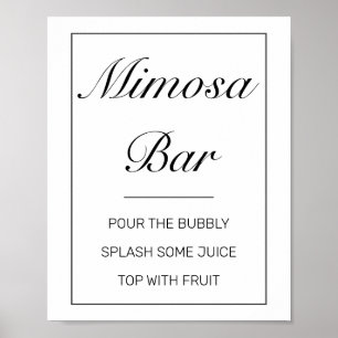 Póster Moderno Rótulo Minimalista de Boda Mimosa Bar