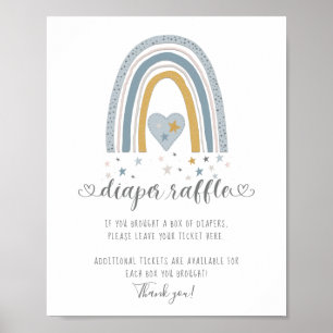 Póster Moderno Rótulo Raffle con el corazón del arcoiris 