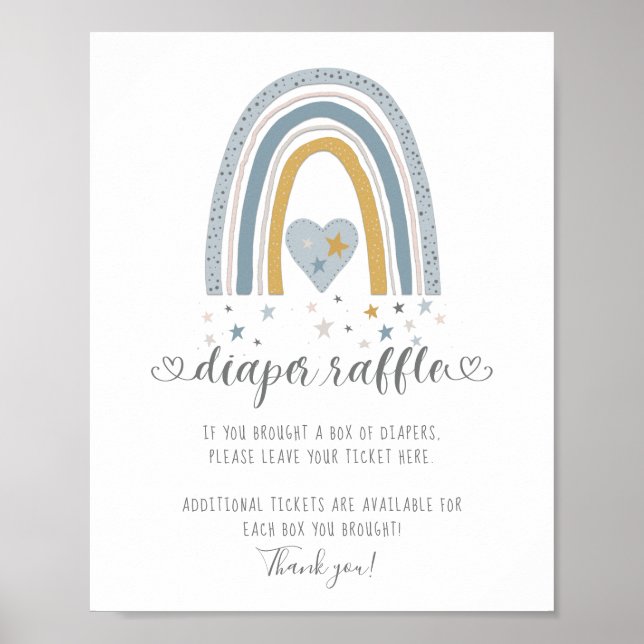 Póster Moderno Rótulo Raffle con el corazón del arcoiris  (Frente)