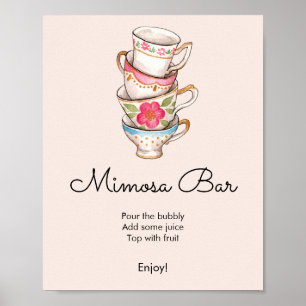 Póster Moderno Rubor Tea Fiesta Bridal Shower Mimosa Bar