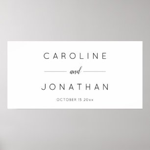 Póster Moderno Script Minimalista Blanco Boda Personaliza