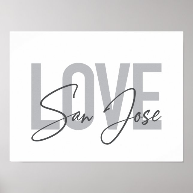 Póster Moderno, simple, moda, diseño fresco Love San José (Frente)
