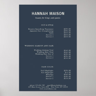 Póster Moderno Simple, Profesional, Salón, Lista de Preci