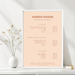 Póster Moderno Simple, Profesional, Salón, Lista de Preci
