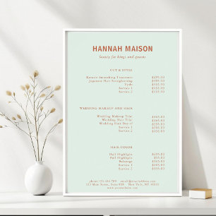 Póster Moderno Simple, Profesional, Salón, Lista de Preci