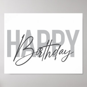 Póster Moderno, simple, urbano, fresco Feliz Cumpleaños