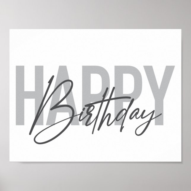 Póster Moderno, simple, urbano, fresco Feliz Cumpleaños (Frente)
