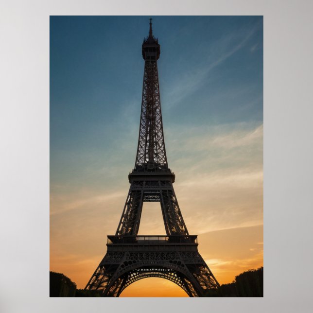 Póster Moderno Sunset Parisino Torre Eiffel París Francia (Frente)