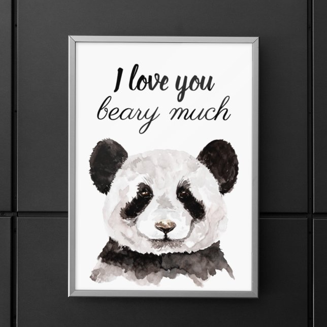 Póster Moderno Te Amo Mucho Panda Blanco Y Negro (Subido por el creador)