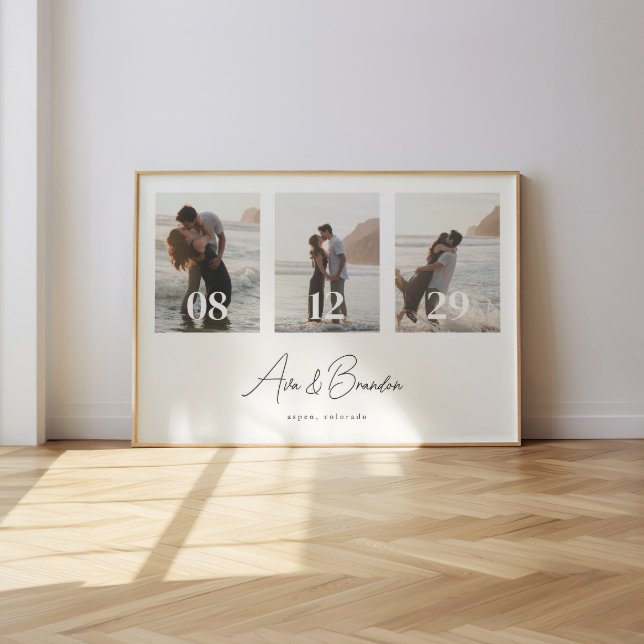 Póster Moderno tríptico de boda personalizado para pareja (Subido por el creador)