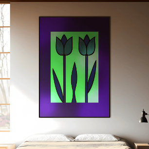 Póster Moderno Tulip Duo: Jardín Minimalista