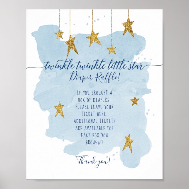 Póster Moderno Twinkle Little Star Blue Diaper Raffle Rót (Frente)