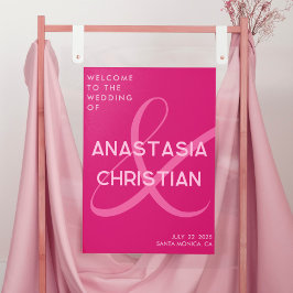 Póster Moderno y Audaz Bienvenida de Boda Magenta