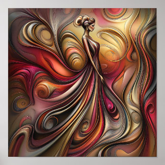 Póster Moderno y elegante arcoiris Resumen de bella mujer