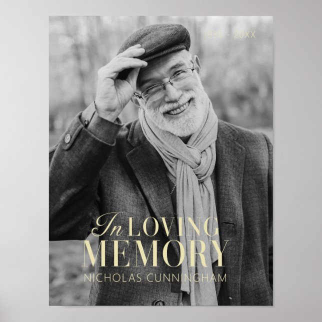 Póster Moderno y elegante memorial de foto en memoria amo (Frente)