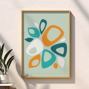 Póster Moderno Y Elegante Patrón De Resumen Naranja Verde